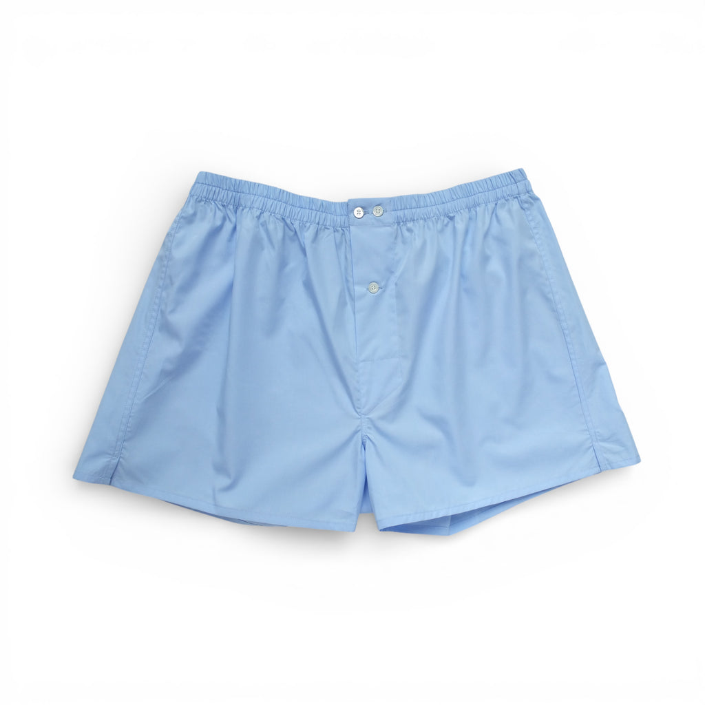 Caleçon Popeline Uni Bleu Céleste