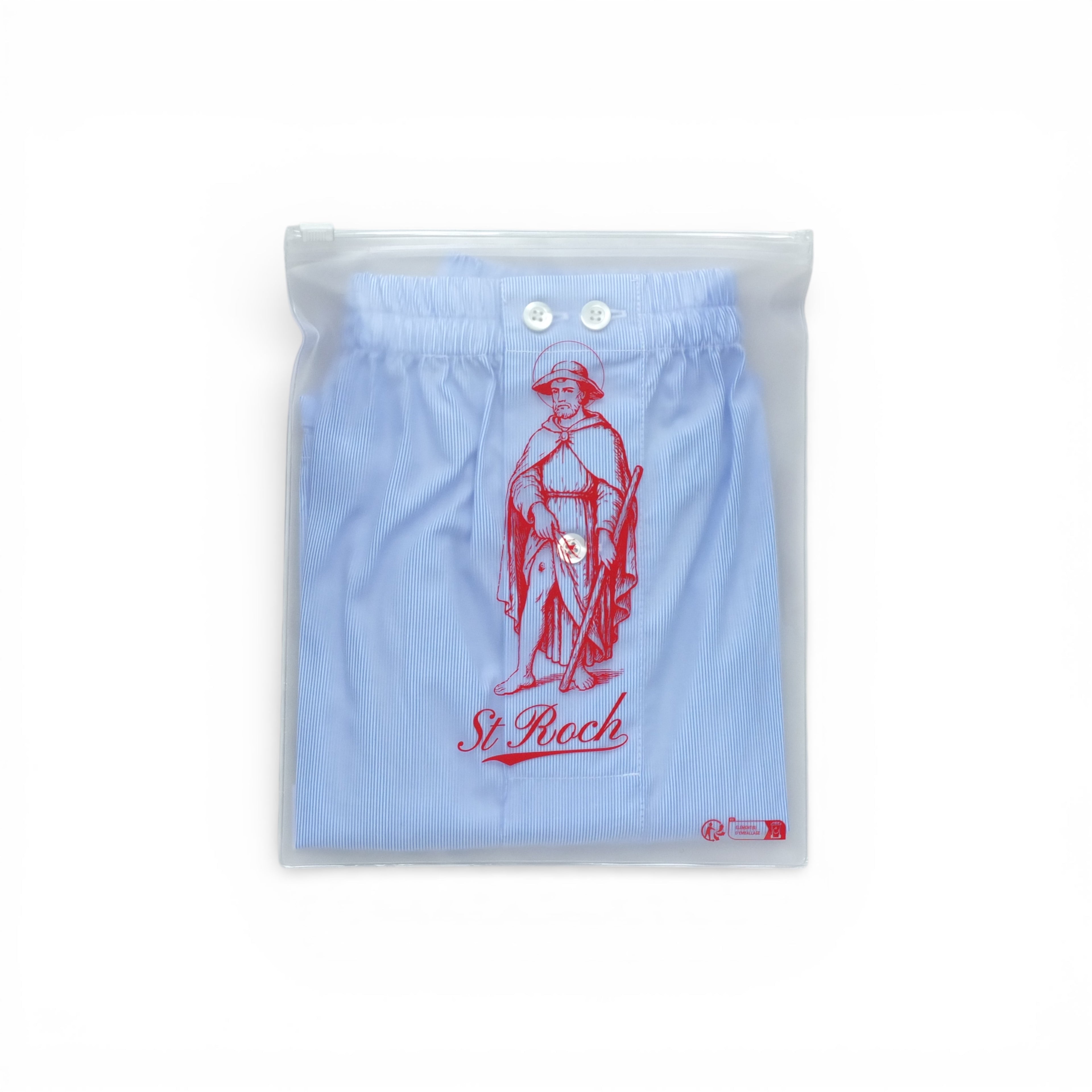 Caleçon Popeline Rayures Millerighe Bleu Clair