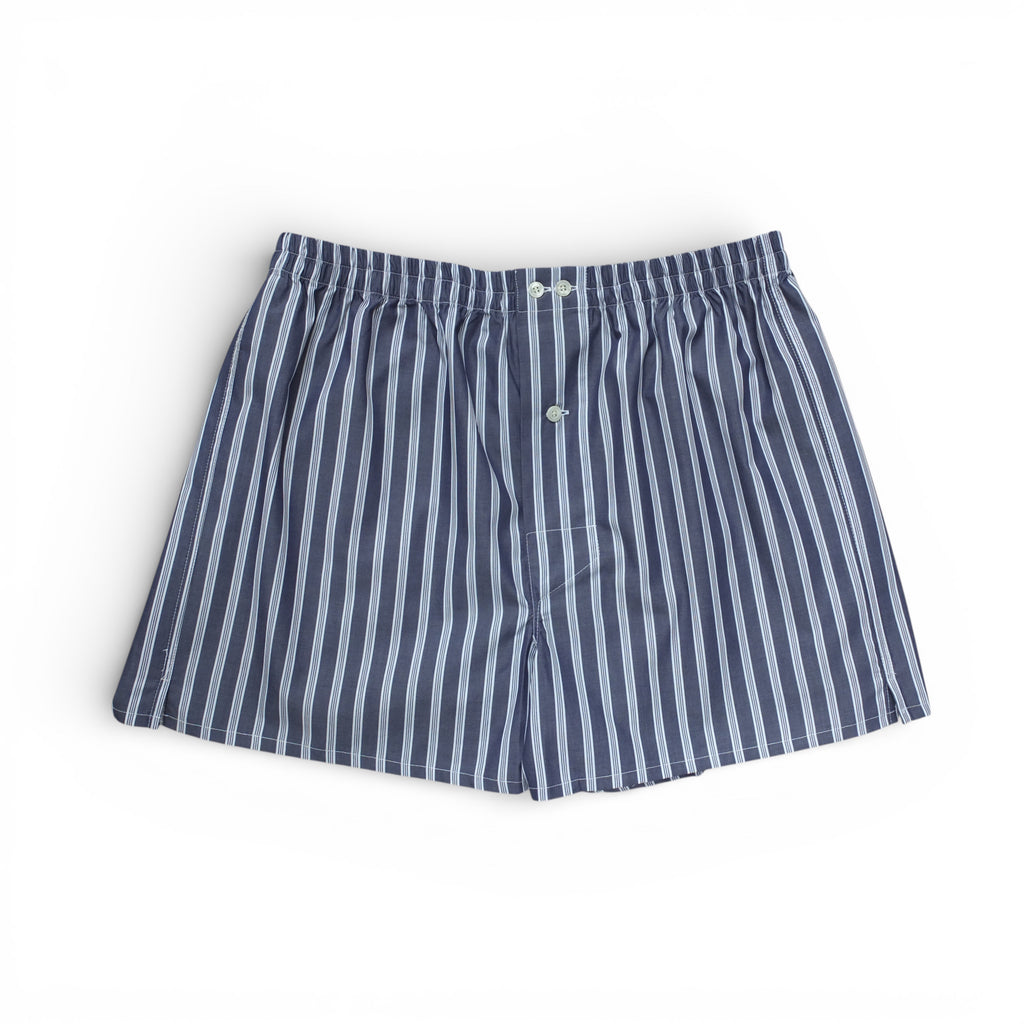 Caleçon Popeline Rayures Track Bleu Marine