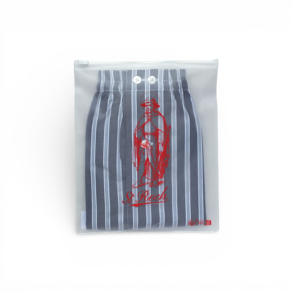 Caleçon Popeline Rayures Track Bleu Marine